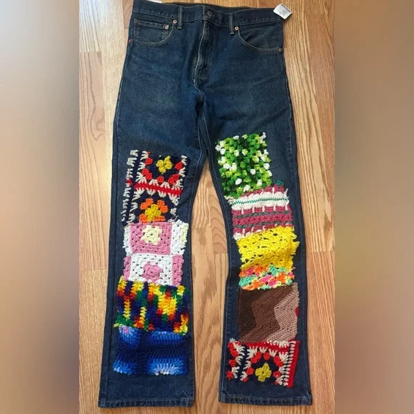 Urban Renewal Levi Strauss & Co. 517 Colorful Patchwork Women Jeans size 32/32 - Picture 2 of 8
